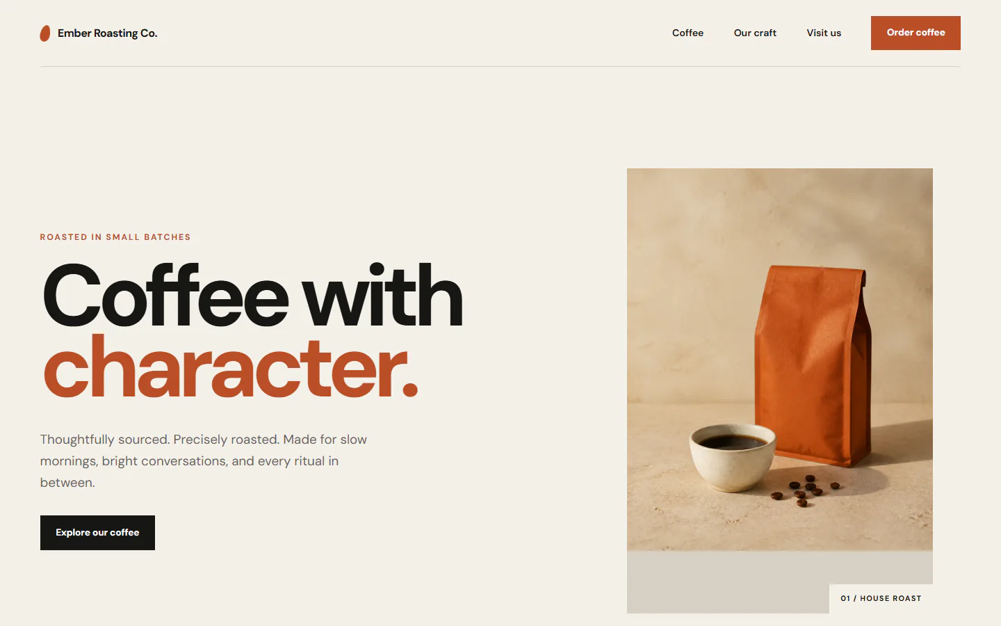 Ember Roasting website preview